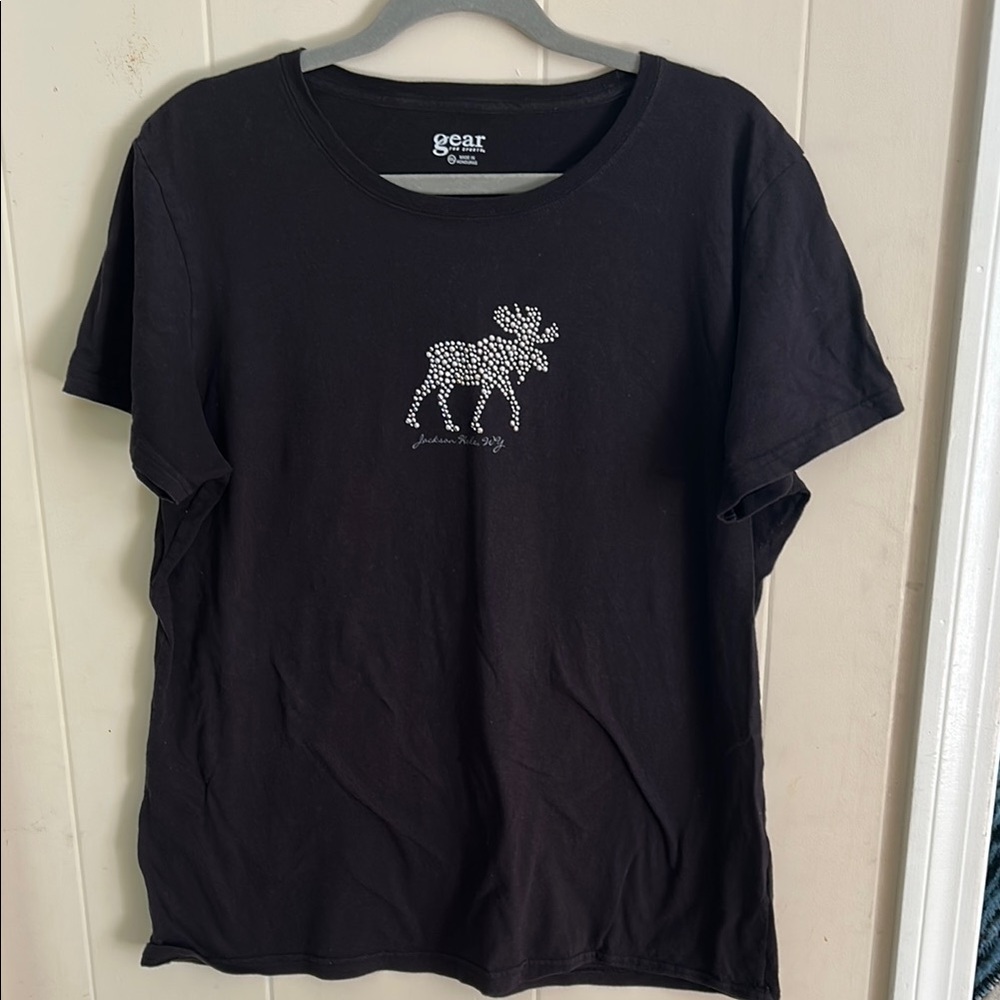 Black Jackson Hole,WY Moose T-shirt